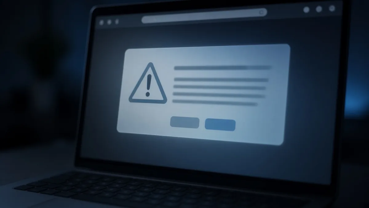 Browser warning about an expired security certificate on a laptop
